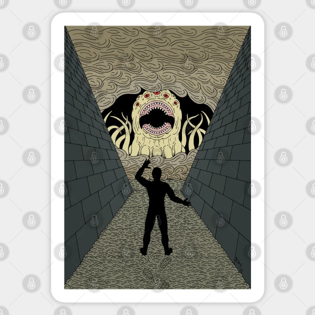 The Devourer Cometh Weird Horror Art Sticker by AzureLionProductions